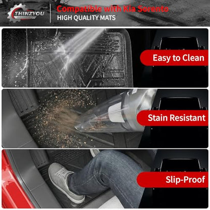 Floor Mats Compatible with 2021-2025 2026 Kia Sorento 6&7 Passenger Cargo Mat TPE Back Seat Cover Protector 2024 Sorento Accessories (Fit 6&7 Seats,Trunk Mat with Backrest Mats+Floor Mats) - style: For Kia Sorento | 2021-2026