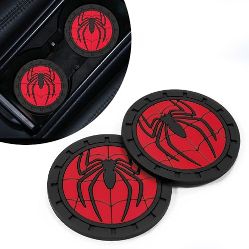 2Pcs Car Cup Holder Coasters for Spider Marvel Fans, Silicone Non-Slip Drink Mats, Cup Mats for Car Interior Accessories, Universal Anti-Spill Coaster Insert - color: Db-zhizhu