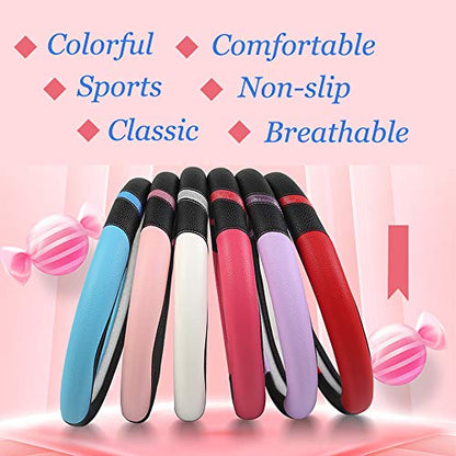 Cxtiy Steering Wheel Cover for Women Leather Universal Steering Wheel Covers for Car 15 inch (Pink) - color: Pink