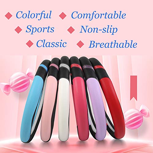 Universal Leather Steering Wheel Cover for Women Steering Wheel Cover for Car 15 inch (Rose) - color: Rose