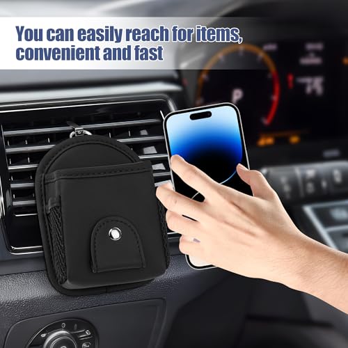 JEYODA Car Air Outlet Storage Bag, Vehicle Dashboard Pocket for Phone Power Pank Keys Money Cards, Double-Layer Storage Bag, Glasses Bag Storage Bag, Car Accessories