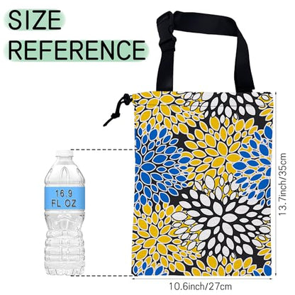 Chrysanthemum Car Trash Bag,Aster Flowers Hanging Drawstring Car Garbage Bag,Waterproof Canvas Car Back Seat Organizer with Adjustable Buckle,for Vehicles,SUVs,Camping,Road Trips - color: Chrysanthemum
