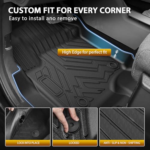 Floor Mats for 2017-2024 2025 2026 Ford F250/F350/F450 Super Duty Crew Cab Accessories All Weather TPE Custom Fit Truck Floor Liners 1st & 2nd Row - size: 3)Ford F250/F350/F450｜17-26｜1st & 2nd Row