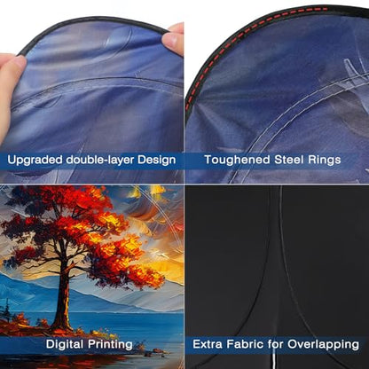 Windshield Sun Shade - Car Sun Shade Windshield, Reflector Sunshade Offers Ultimate Protection for Car Interior - color: Sunset & Tree(57"x32")