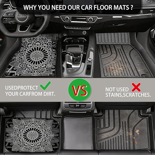 Automotive Floor Mats 4Pcs, Siberian-Style Car Floor Mats, Universal Front Rear Car Carpet,Durable Protective Car Rugs,Car Accessories for SUVs/Sedan/Wagons (Set 2)