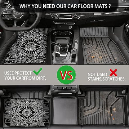 Automotive Floor Mats 4Pcs, Siberian-Style Car Floor Mats, Universal Front Rear Car Carpet,Durable Protective Car Rugs,Car Accessories for SUVs/Sedan/Wagons (Set 2)