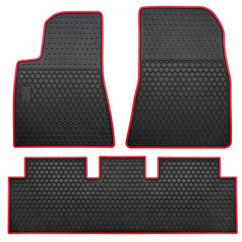 Car Floor Mats Custom Fit for Tesla Model 3 2017-2023 Black Red Rubber Auto Liner Mats All Weather Protection Heavy Duty Odorless - color: Red Edge, size: 2017-2023 Tesla Model 3