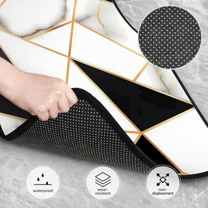 Universal Fit Car Floor Mats, White and Black Marble Abstract Modern Crack Geometric Pattern Set of 4pcs Car Carpet Fit for SUV, Vans, Sedans, Trucks - color: Marble
