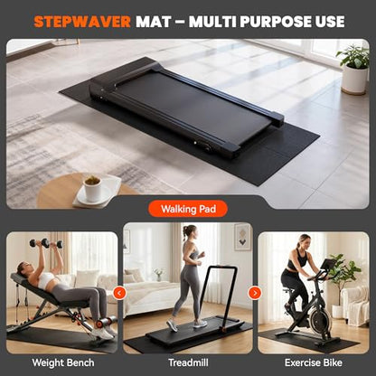 Stepwaver Walking Pad Mat for Carpet, Treamill Mat for Hardwood Floors, High Density, 1/4 Thickness, Folable, Floor Protection for Bike, Elliptical, Treadmill - size: 55"L x 23.6"W x 0.2"Th