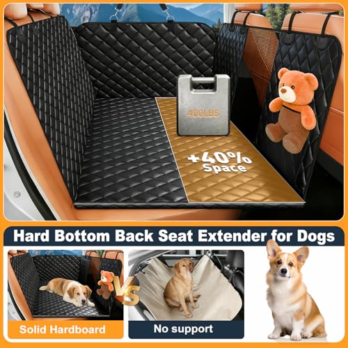 Dog Car Seat Cover for Back Seat, Hard Bottom Back Seat Extender for Dogs, Dog Hammock for Car SUV and Trucks - Waterproof, Anti Scratch，Easy to Clean, Supports 400lbs - color: Black, size: Large