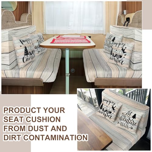 HunnmingRe 6 Pcs Rv Dinette Cushion Covers Stretch Washable Rv Dinette Cushion Covers Camper Accessories for Camper Car Bench, 2 Pillowcase, 2 Backrest and 2 Bench Replacement(Classic)
