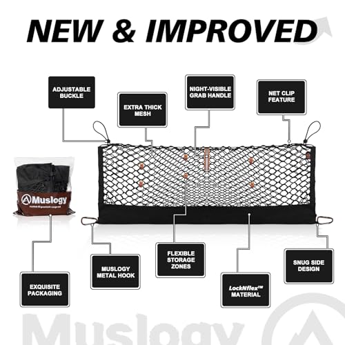 Truck Bed Cargo Net Trunk Netting Compatible with Honda Pilot 2023-2026 | 2026+ Passport Accessories, Pickup Cargo Organizer SUV Sedan Storage Net w/Heavy Duty Carabiners - style: 2023+ Pilot