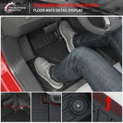 Floor Mats Compatible with 2021-2025 2026 Kia Sorento 6&7 Passenger Cargo Mat TPE Back Seat Cover Protector 2024 Sorento Accessories (Fit 6&7 Seats,Trunk Mat with Backrest Mats+Floor Mats) - style: For Kia Sorento | 2021-2026