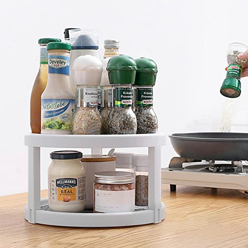 Lazy Susan Organizer, 2 Tier Non Skid Spice Rack Turntable,360 Degree Rotating Seasoning Organizer, 10-Inch Spinning Organizer for Pantry Cabinet, Kitchen, Countertop, Vanity Display Stand - size: 1-Pack, 2-Tier, 10-Inch