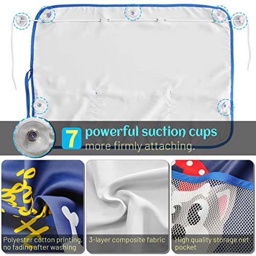2 Pack Car Window Shade for Baby, Blackout Car Sun Shades with Storage Pockets, 7 Suction Cups, Blue, Cute Patterns for Sun/Heat/UV Rays Protection, Standard Passenger Cars - color: Blue-Cute Dogs 2PC