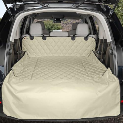 4Knines SUV Cargo Liner for Dogs – Dog Trunk Cover – Heavy-Duty, Waterproof Pet Seat Protector – Durable Cargo Liners for Dogs – USA-Based Company - Extra Large (Tan) - color: Tan, size: Extra Large