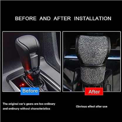 Bling Bling Auto Gear Shift Knob Cover,Auto Shift Gear Cover with Crystal Glitter Bling Rhinestones,Car Knob Gear Stick Protector (Small White Diamond) - size: Gear Shift (Small White Diamond)