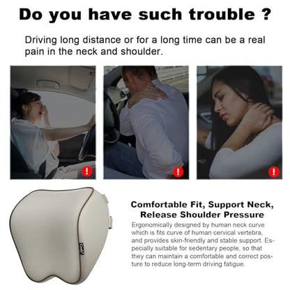 Crofy 2 Pack Car Neck Pillow, Softness Car Headrest Pillow for Driving with Adjustable Strap, 100% Memory Foam and Breathable Removable Cover, Comfortable Ergonomic Design, Gray & Brown - color: Gray & Brown