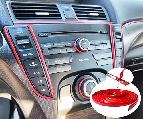 16Ft Solid Red Car Motor Bike Self-Adhesive Exterior and Interior Molding Trim Universal Dashboard Bumper Window Door Body Side Decorative Strip Scratch-Proof (Width: 1/4 inch (6mm)) - style: Width: 1/4 inch (6mm)