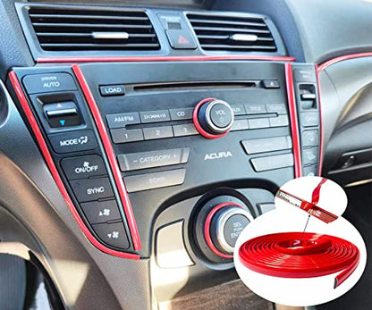 16Ft Solid Red Car Motor Bike Self-Adhesive Exterior and Interior Molding Trim Universal Dashboard Bumper Window Door Body Side Decorative Strip Scratch-Proof (Width: 1/4 inch (6mm)) - style: Width: 1/4 inch (6mm)