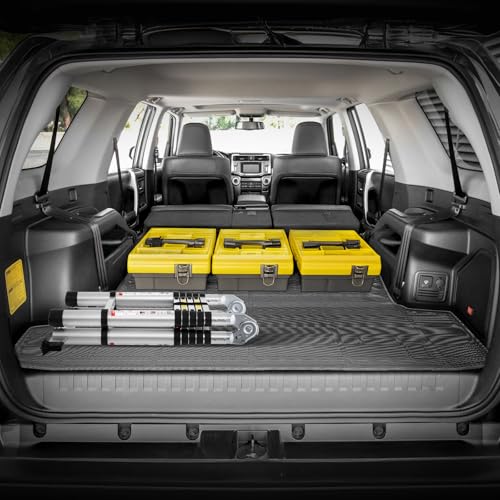VEVOR Cargo Mat Compatible with Toyota 4Runner 7 Seater 2010-2024 Without Sliding Tray, Precise Fit Trunk Mat for SUVs, TPE Trunk Protector Replacement, Black (1PCS) - style: Toyota 4Runner 2010-2024