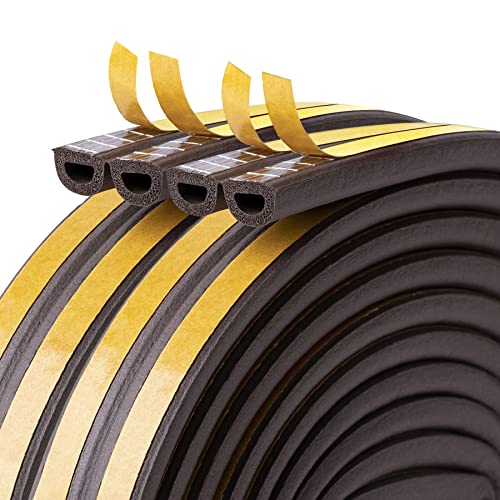 CloudBuyer Weather Stripping for Door,Insulation Weatherproof Doors and Windows Soundproofing Seal Strip,Collision Avoidance Rubber Self-Adhesive Weatherstrip (Brown, 33Ft) - color: Brown, size: 33Ft