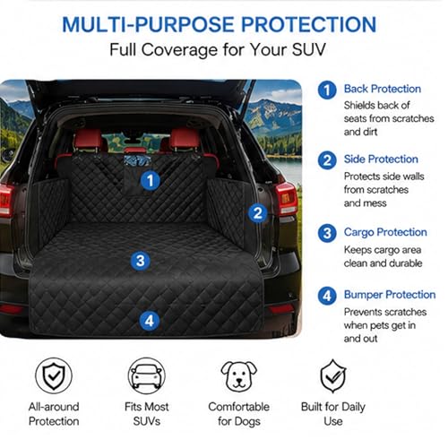SUV Dog Cargo Liner for Toyota Grand Highlander 2024-2026, Waterproof Dog Trunk Cover, Pet Cargo Mat SUV, Scratchproof Dog Seat Cover with Side Walls & Non-Slip Backing