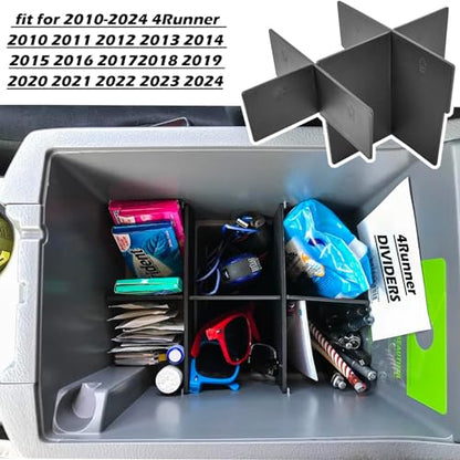 EDBETOS Center Console Organizer Insert Dividers Compatible with Toyota 4Runner 2010-2020 2021 2022 2023 5th Gen 4Runner Accessories Armrest Interlock Secondary Storage ABS Material