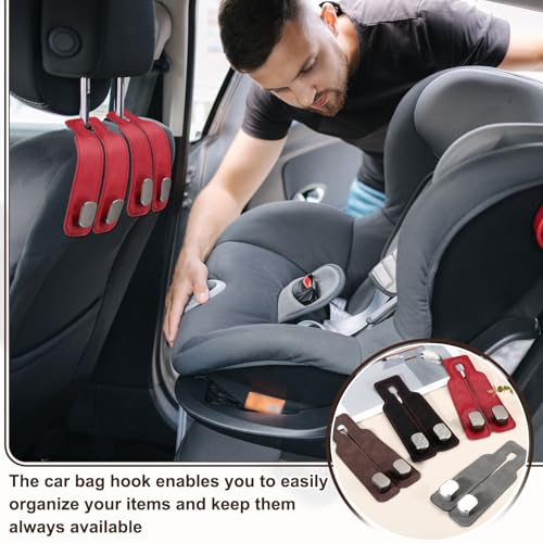 PATIKIL Headrest Hooks for Car, 2 Pcs Car Seat Back Organizers Storage Headrest Hook Suede Double Hanger Purse Holder for Cute Purses Bags, Gray