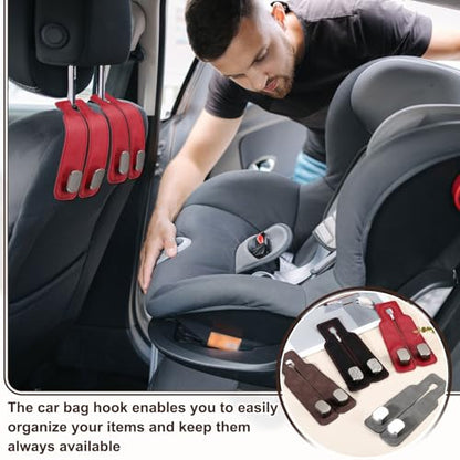 PATIKIL Headrest Hooks for Car, 2 Pcs Car Seat Back Organizers Storage Headrest Hook Suede Double Hanger Purse Holder for Cute Purses Bags, Gray