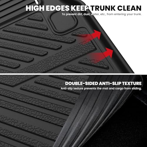 LASFIT Cargo Mat & Backrest Mats for Nissan Pathfinder 2013-2020 / Infiniti QX60 2014-2021 / JX35 2013, All Weather TPE Custom Fit Easy Clean Durable No-Curling Trunk Mat for Pathfinder & QX60 & JX35