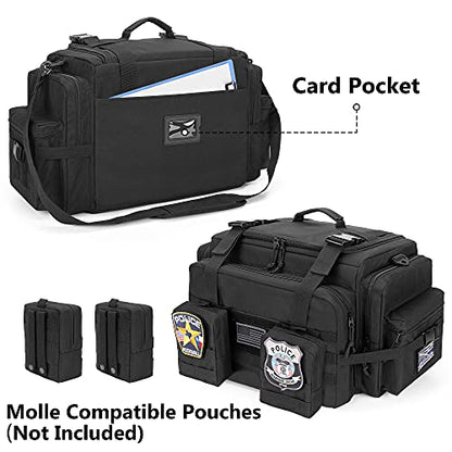 Patrol Bag for Law Enforcement, Duty Bag for Police Gear, Car Front Seat Organizer for Military Equipment, up to 15.6" Laptop Layer, MOLLE Compatible