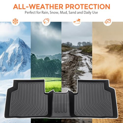 Floor Mats for Ford Escape 2020-2026 (Not for Hybrid), Custom Fit Heavy Duty TPE All Weather Protection, Waterproof Non-Slip Black Car Liners for Front & Rear (Two-Row Floor Mats & Cargo Liner) - style: 06) For Ford Escape Fuel | 2020-2026 | 1st & 2nd Flo