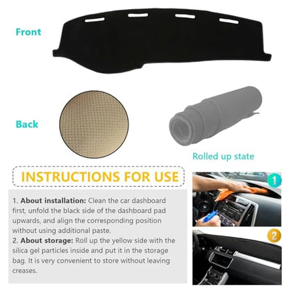 Dashboard Cover Suitable for Honda Civic 2001 2002 2003 2004 2005 Car Dashboard Cover Sun Visor Mat Non-Slip Polyester Dashboard Accessories (Black) - size: 2001-2005 For Honda Civic