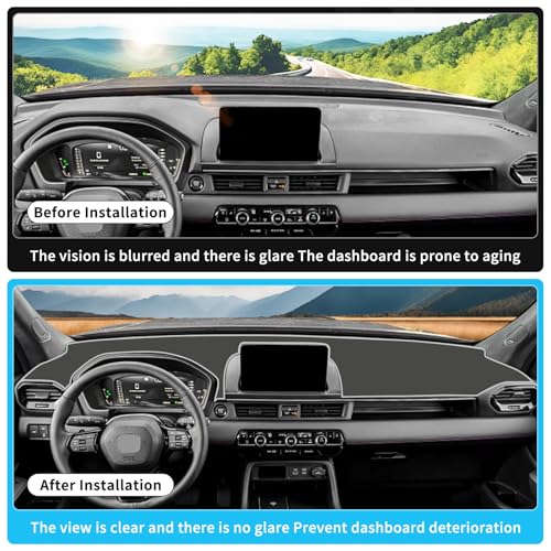 smabee Dashboard Cover Mat for Honda Pilot 2023-2025 2026 Dash Mat Flannel Sunshade No Glare Protector Interior Accessories Black