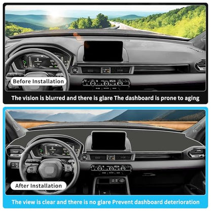 smabee Dashboard Cover Mat for Honda Pilot 2023-2025 2026 Dash Mat Flannel Sunshade No Glare Protector Interior Accessories Black