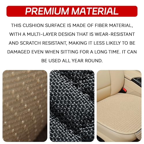2PCS Car Seat Cushion Covers, Car Seat Cover Pad Front Bottom Protector Mat with Storage Pocket, Breathable Comfortable Auto Front Cushion Pad Mat for Most Vehicle and Office Accessories(Black)