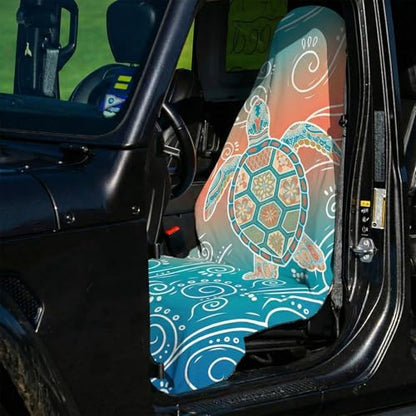 2 Pack Car Seat Towel Covers, Sweat-Proof Microfiber Seat Protectors for Gym, Running, Beach & Workout, Breathable Quick-Dry, Machine Washable, Gradient Sea Turtle Print, Universal Fit - color: Gradient Sea Turtle