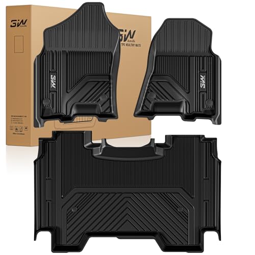 3W Floor Mats Fit for 2019-2024 Dodge Ram 1500 Crew Cab New Body (NOT Classic Models) Without Storage, TPE All Weather Custom Fit Floor Liner for Ram 1500, 1st and 2nd Row Full Set Car Mats - size: 19-24 Ram 1500 w/o Storage Floor Mats