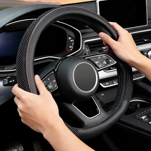 D Shape Steering Wheel Cover, Universal 15 inch, Microfiber Leather Viscose, Breathable, Anti-Slip,Warm in Winter and Cool in Summer, Black - color: black, size: D Shaped Standard Size[14.5"-15"]