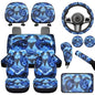 Blue Sea Turtle Car Seat Cover Set for Front and Rear with Steering Wheel Cover 12 Piece Headrest Covers Cup Coasters Armrest Pad Car Accessories Set for Cars Seat Covers - color: Blue Sea Turtle