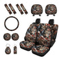 Wolf Leaf American Flag Print 15 Pcs Full Set Car Accessories, Car Seat Cover with Steering Wheel Cover Car Headrest Cover Seat Belt Covers Car Coaster - color: Wolf Leaf American Flag Print