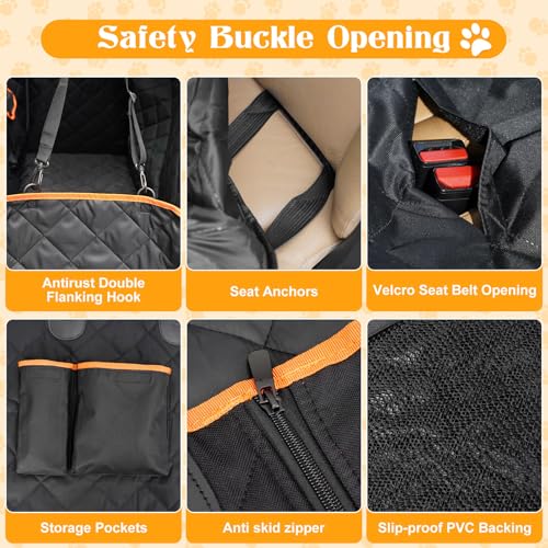 Dog Seat Cover for Tundra/Tacoma/Silverado/Nissan Frontier, 4-in-1 600D Scratchproof Pet Seat Cover Waterproof Dog Hammock Backseat Protection for Trucks (X-Large (60" W x 64" L))