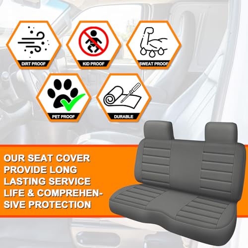 Truck Seat Cover Compatible with 1995-2004 Toyota Tacoma Front Bench Seat with Molded Headrest and Small Notched Cushion, Knitted Fabric - color: Charcoal