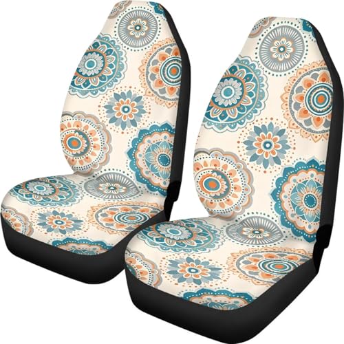 INSTANTARTS Boho Mandala Front Car Seat Covers Breathable Automotive Vehicle Seat Cover Auto Interior Accessories Fit for Most Cars SUV - color: Boho Mandala