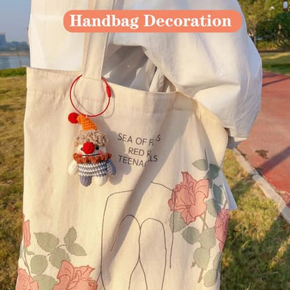 Novelty Weird Clown Doll Keychain Handmade Crocheted Clown Doll Backpack Car Charms Easter Halloween Gifts (Colorful Clown Pendant) - color: Colorful Clown Pendant