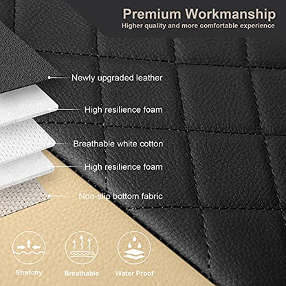 GIANT PANDA Front Car Seat Covers, Bucket Seat Covers, Faux Leather High Back Auto Seat Covers for Cars, Trucks, Jeep, Van, SUV, Pickup, Airbag Compatible (Black + Beige)