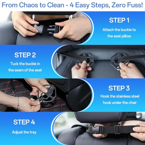 Backseat Car Organizer Leather Back of Seat Car Organizers for Drivers with Large Capacity 6 Storage Pockets Waterproof Kick Mats Seat Back Protector, 2 Pack