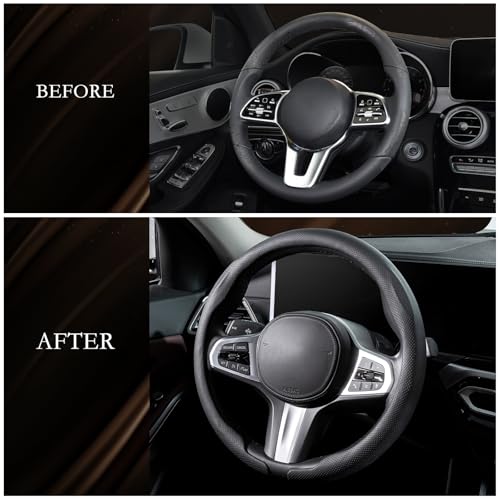 Aimato Car Steering Wheel Cover, Ultra-Thin Car Steering Wheel Cover,Comfortable & Breathable Microfiber,Universal Fit for Most Cars, Nappa Black - color: Nappa Black