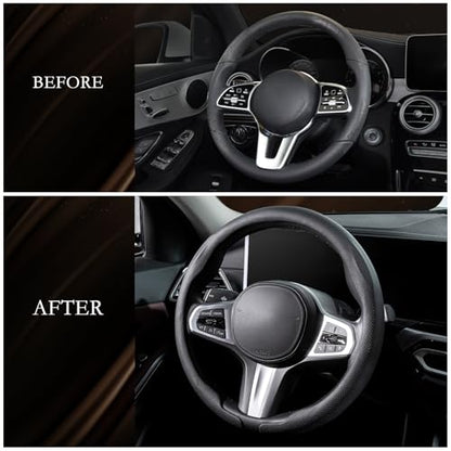 Aimato Car Steering Wheel Cover, Ultra-Thin Car Steering Wheel Cover,Comfortable & Breathable Microfiber,Universal Fit for Most Cars, Nappa Black - color: Nappa Black